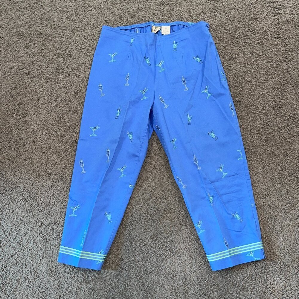 HOLLY LANE Cocktail Martini Cropped Pants Capris Petal Pushers - Royal Blue - 14